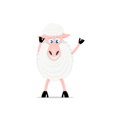 Cartoon sheep cute pose and emotion.