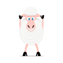 Cartoon sheep cute pose and emotion.
