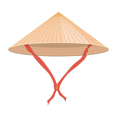 Chinese conical straw hat vector illustration isolated on white background