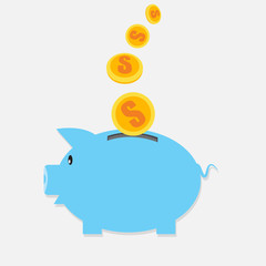 Piggy bank coin financial savings  long-term deposit investment.  vector illustration concept.