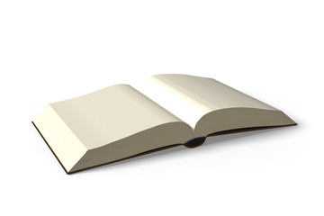 Opening book  isolated in white background, 3D rendering