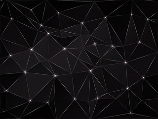 Abstract geometric pattern composed of triangular polygons. Polygon background. Triangulated wallpaper. Triangulated black background. Vector illustration.
