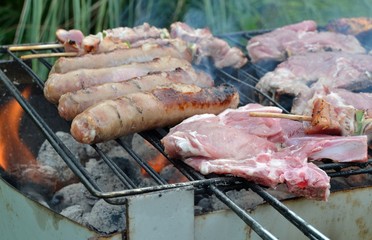 Barbecue en fonctionnement