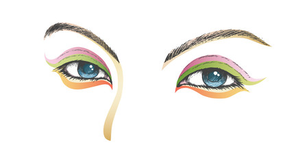 Female eyes with makeup. Hand-drawn vector