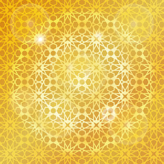 Arabic islamic pattern,gold background.Geometrical