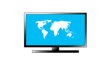  TV world map isolated on white background