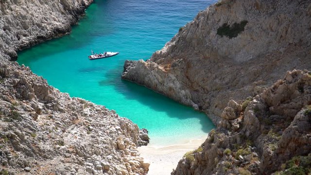 beautiful crete landscape with amazing beaches (aerial view) 