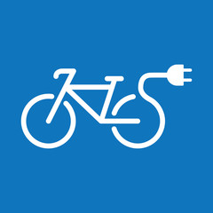 electro bicycle bike e-bike icon on blue background