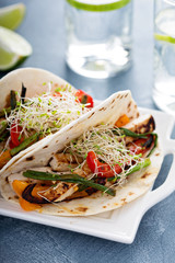 Vegan tacos with grilled tofu and vegetables