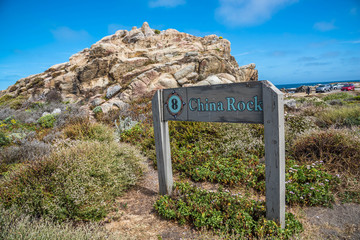 China Rock, 17 Mile Drive, California, USA  The 17 Mile Drive is a scenic road through Pacific Grove and Pebble Beach in Big Sur, Monterey, California, USA.