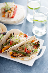 Vegan tacos with grilled tofu and vegetables