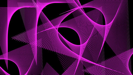 A stylish abstract line art in pink on black
