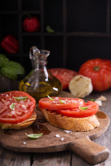 Brucchetta with tomatoes and olive oil