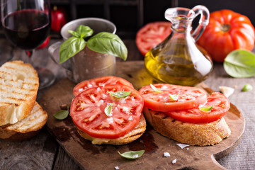 Brucchetta with tomatoes and olive oil