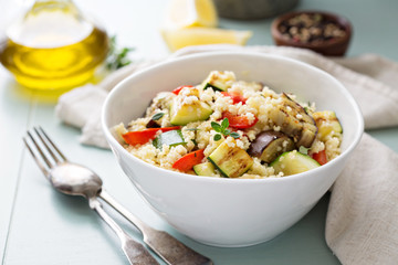 Warm couscous salad with grilled vegetables