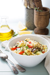 Warm couscous salad with grilled vegetables
