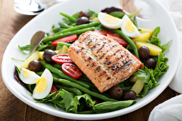 Grilled salmon nicoise salad