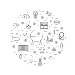 baby icons in circle shape