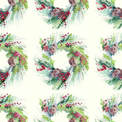 pattern with fir garland with berries illustration holiday 