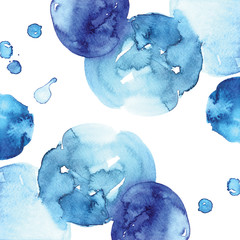 watercolor background with blue spheres and circles pattern - 114376180
