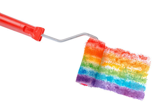 creative concept gay culture symbol with paint roller, sign gay