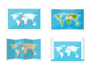 Naklejka premium World map. Vector illustration. Navigation. Africa, Antarctica, Australia, Eurasia, North America, and South America.