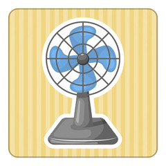Vector illustration of blue desk fan