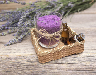Lavender and sea salt. Still life.