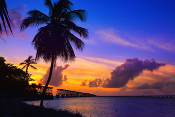 Florida Keys old bridge sunset at Bahia Honda
