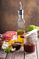 Barbeque sauce in a jar