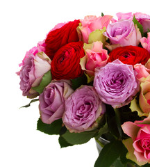 bouquet of fresh roses and ranunculus