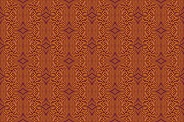 Illustration of repetitive orange and purple swirls