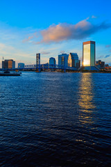 Jacksonville skyline evening in florida USA