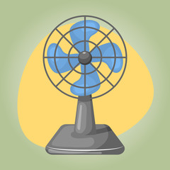 Vector illustration of blue desk fan