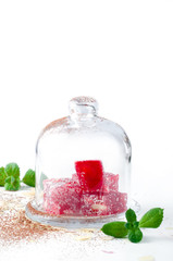 Turkish Delight in glass vase isolated