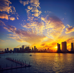 Miami downtown skyline sunset Florida US © lunamarina