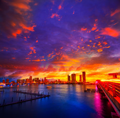 Miami downtown skyline sunset Florida US © lunamarina