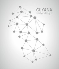 Guyana grey vector contour map of America