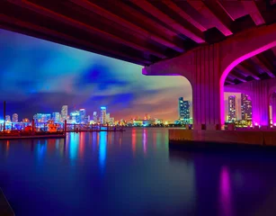 Fototapeten Miami downtown skyline sunset Florida US © lunamarina