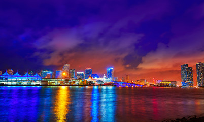 Miami downtown skyline sunset Florida US © lunamarina