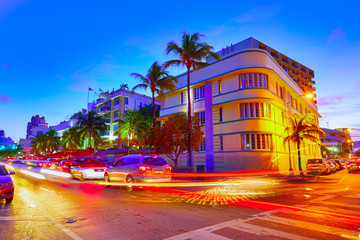 Fototapeta premium Miami South Beach sunset Ocean Drive Florida