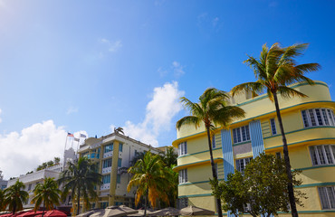 Fototapeta na wymiar Miami Beach Ocean boulevard Art Deco Florida