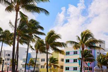 Obraz premium Art Deco na Florydzie, bulwar Miami Beach Ocean