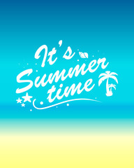 Summer background with the sea and text. Vector illustration vertcal poster.