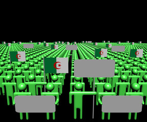 Obraz premium Crowd of people with signs and Algerian flags illustration