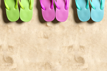 Flip flops on sand