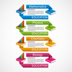 Education books step option Infographics design template. Vector illustration.