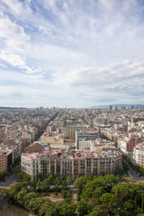 View of Eixample from Barcelona city on a sunny day