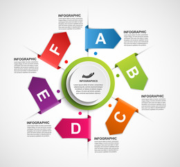 Design infographics with arrows in a circle for presentations and brochures. Vector illustration.