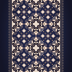 Decorative seamless ornate border on dark blue background.